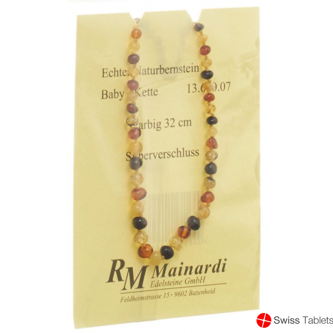 Mainardi Bernstein Babykette Farbig 32cm Silberverschluss buy online