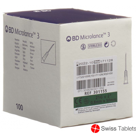BD Microlance 3 Injektionskanülen 0.8mm x 50mm Grün 100 Stück buy online