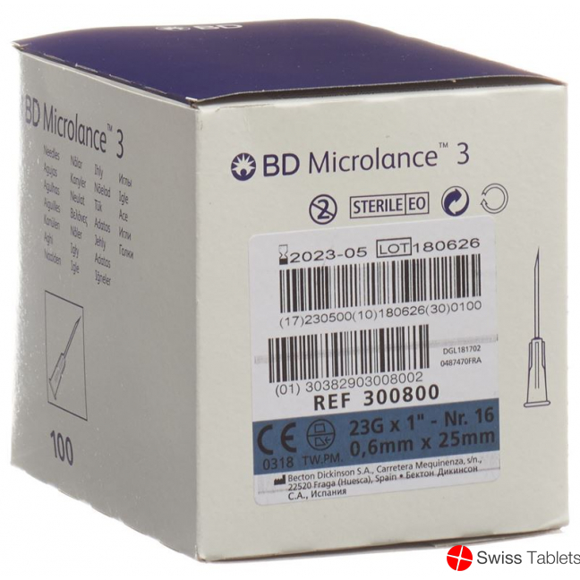 BD Microlance 3 Injektionskanüle 0.6mmx25mm Blau 100 Stück buy online