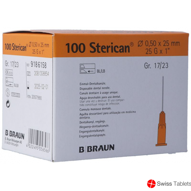 Sterican Nadel Dent 25g 0.5x25mm Orange 100 Stück buy online