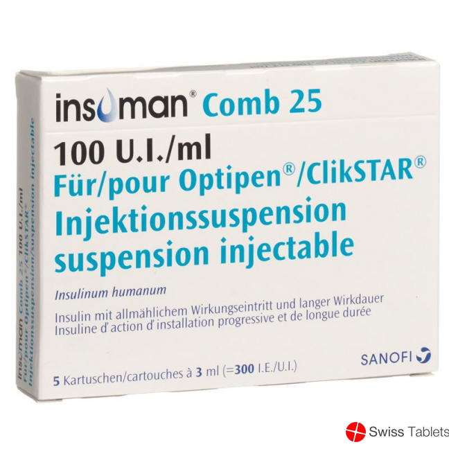 Insulin Insuman Comb 25 Injektionssuspension Optipen 5x 3ml buy online