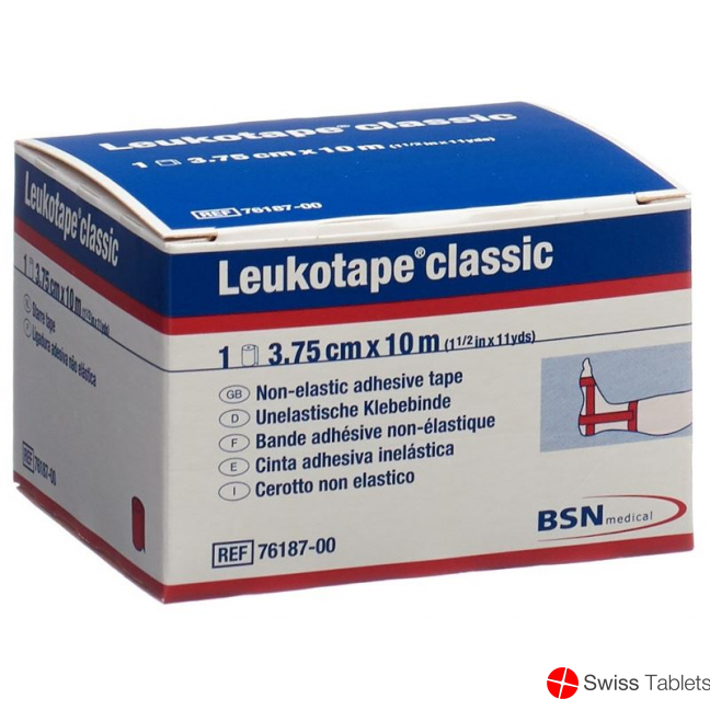 Leukotape Classic unelastische Klebebinde 10m x 3.75cm Rot buy online