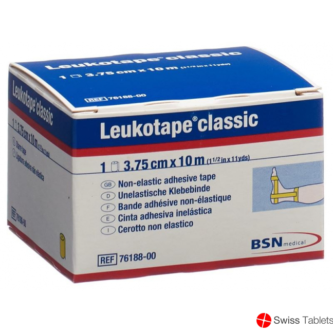 Leukotape Classic unelastische Klebebinde 10m x 3.75cm Gelb buy online