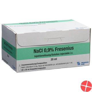 NaCl Fresenius Injektionslösung 0.9% 20 Ampullen 20ml NaCl Fresenius Injektionslösung 0.9% 20 Ampullen 20ml