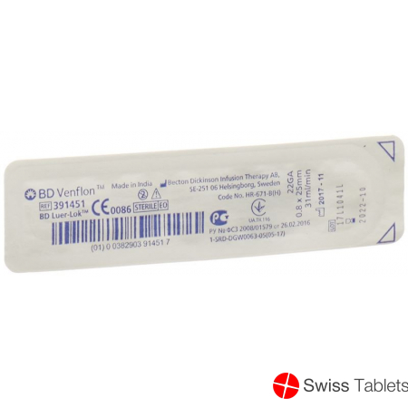 BD Venflon 0.8x25mm 22g Luer-Lok Blau buy online