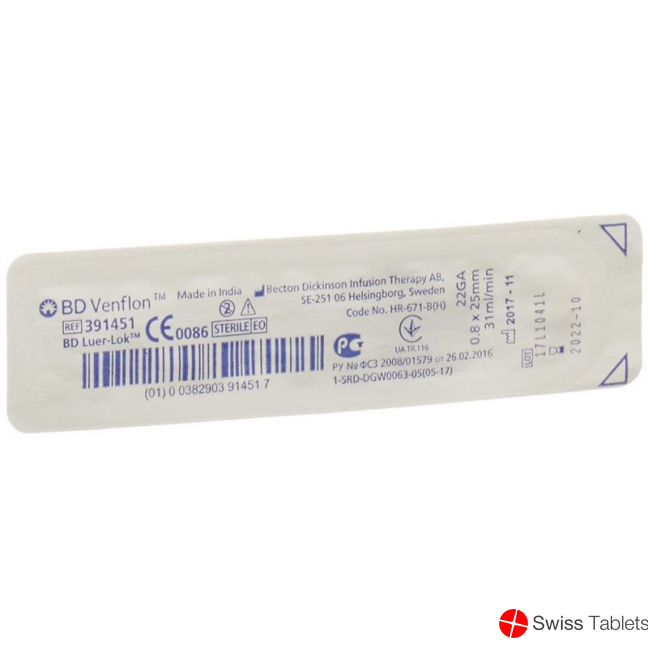 BD Venflon 0.8x25mm 22g Luer-Lok Blau buy online