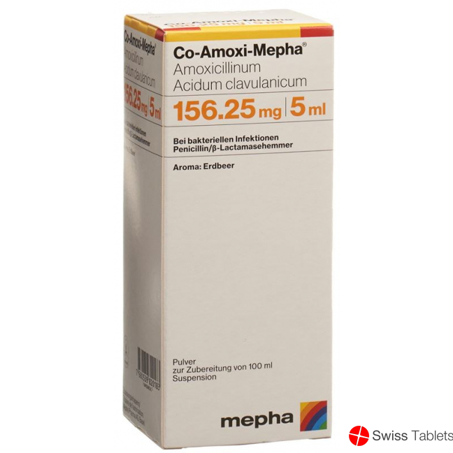 Co Amoxi Mepha Pulver 156.25mg Suspension Flasche 100ml buy online