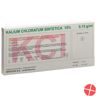 Kcl 15% Sintetica 20 Mmol/10ml 10 Ampullen 10ml