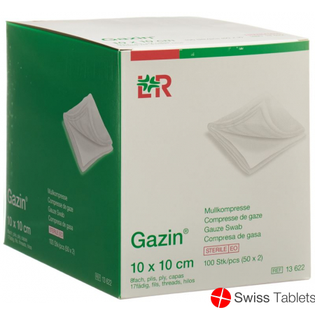Gazin Mullkompresse 10x10cm 8-fach Steril 50x 2 Stück buy online