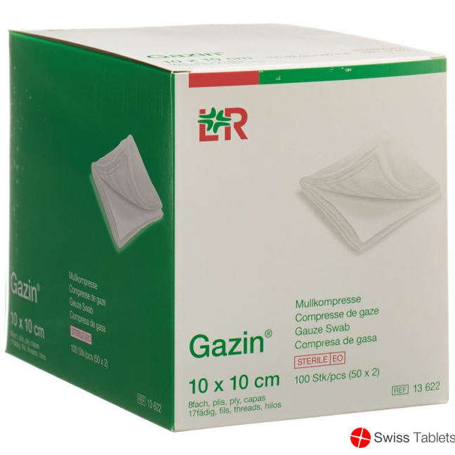 Gazin Mullkompresse 10x10cm 8-fach Steril 50x 2 Stück buy online