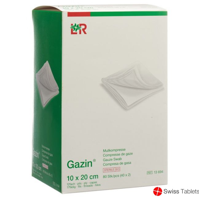 Flawa Gazin Set Mullkompressen 20x10cm 12-fach 40x 2 Stück buy online