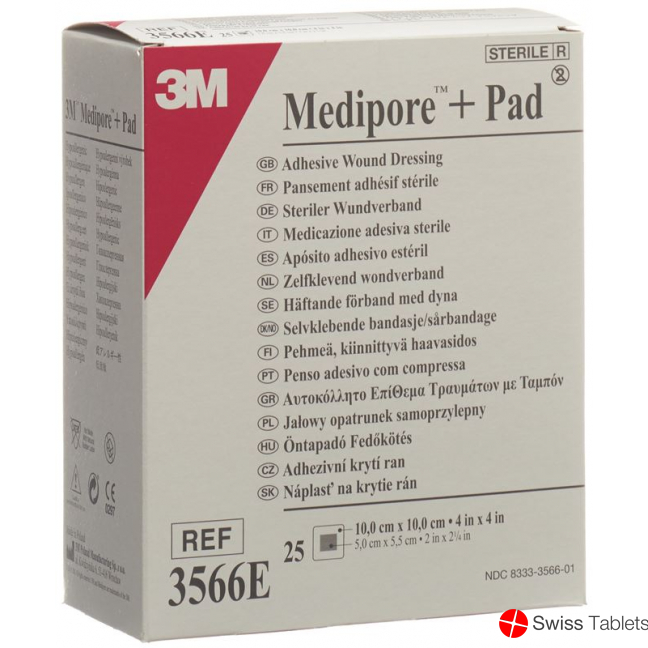 3M Medipore + Pad 10x10cm / Wundkissen 5x5.5cm 25 Stück buy online