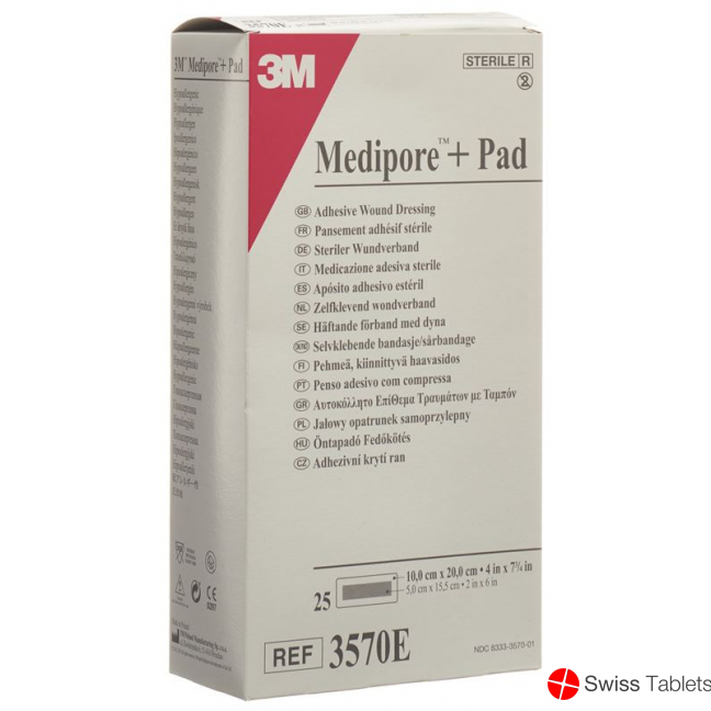 3M Medipore + Pad 10x20cm / Wundkissen 5x15.5cm 25 Stück buy online