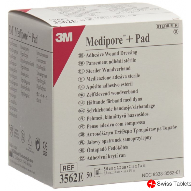 3M Medipore + Pad 5x7.2cm / Wundkissen 2.8x3.8cm 50 Stück buy online