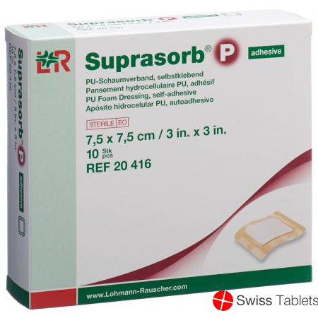 Suprasorb P Schaumverband 7.5x7.5cm Adhesiv 10 Stück buy online