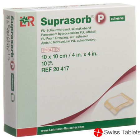 Suprasorb P Schaumverband 10x10cm Adhesive 10 Stück buy online