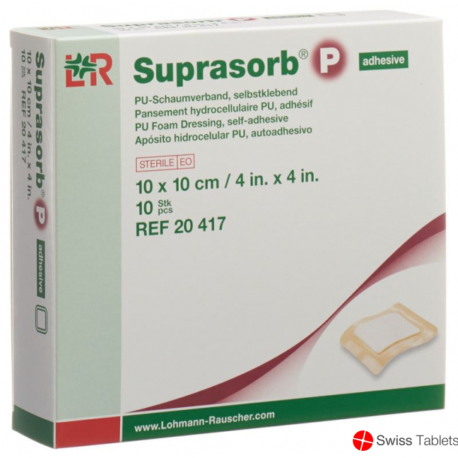 Suprasorb P Schaumverband 10x10cm Adhesive 10 Stück buy online