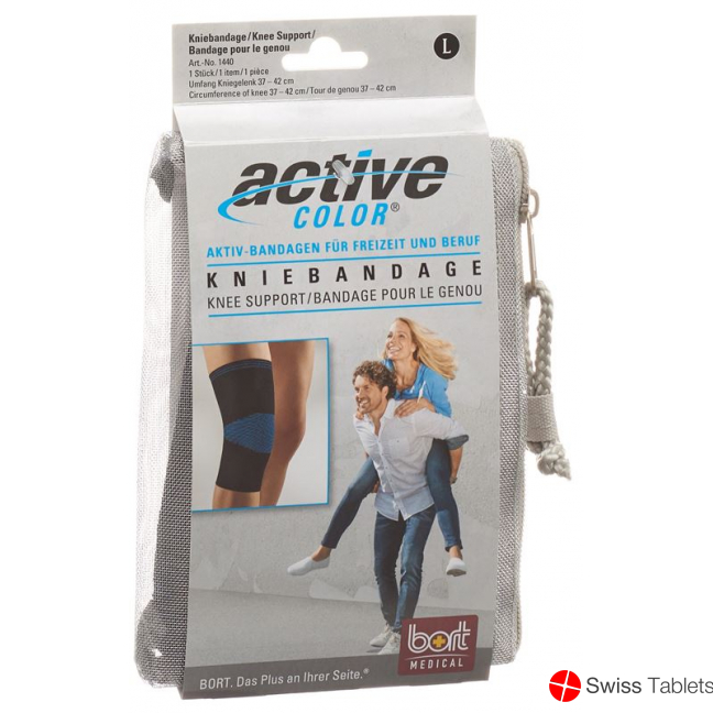 Bort Aktive Color Kniebandage Grösse M -37cm Schwarz buy online
