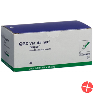 Vacutainer Eclipse Kanüle 21g 0.8x32mm Grün 48 Stück