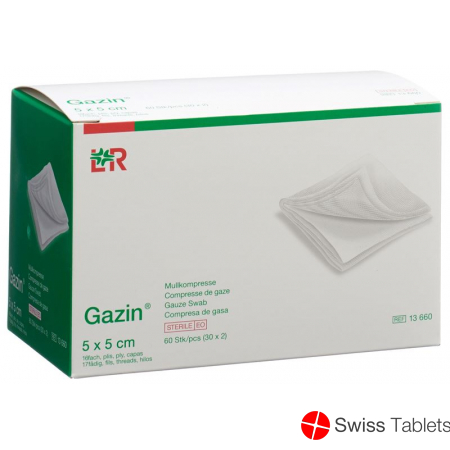 Gazin Faltkompressen 5x5cm 16-fach Steril 30x 2 Stück buy online
