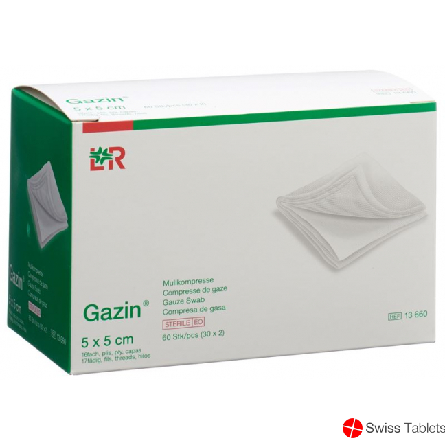 Gazin Faltkompressen 5x5cm 16-fach Steril 30x 2 Stück buy online
