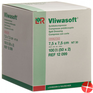 Vliwasoft Schlitzkompresse 7.5x7.5cm Steril 50x 2 Stück