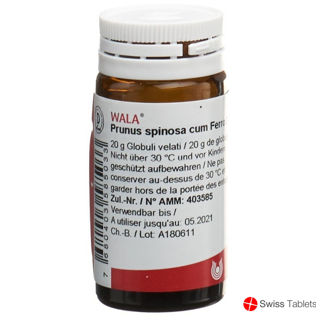 Wala Prunus Spinosa Ferm C Ferro Globuli D 3 Flasche 20g buy online
