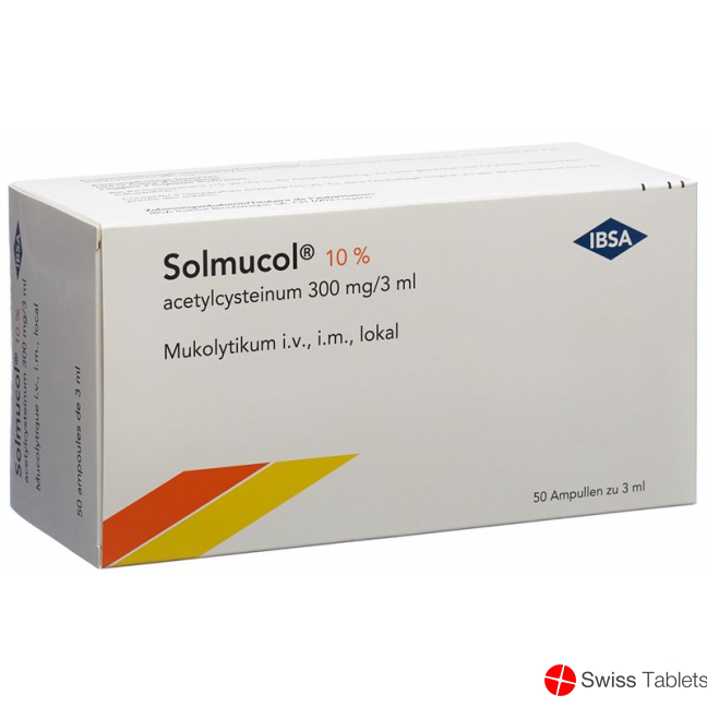 Solmucol 10% Injektionslösung 300mg/3ml 50 Ampullen 3ml buy online