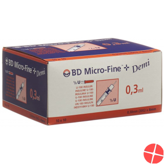 BD Microfine+ Demi U100 Insulin Spritzen 0.30mm x 8mm 100x 0.3ml