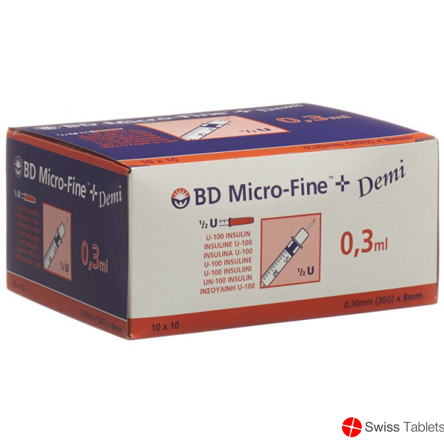 BD Microfine+ Demi U100 Insulin Spritzen 0.30mm x 8mm 100x 0.3ml buy online