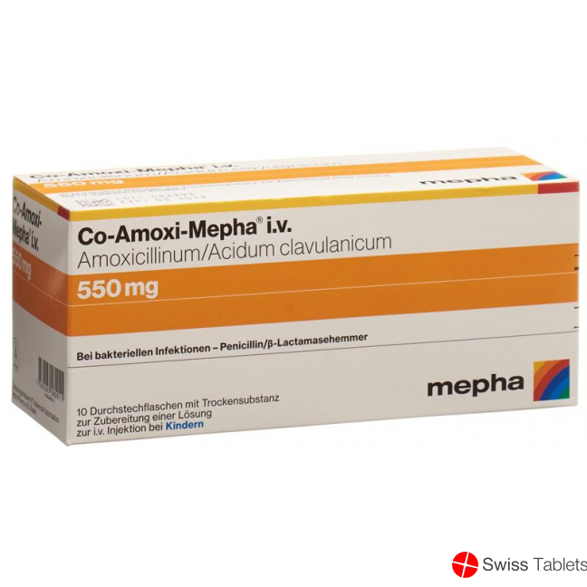 Co Amoxi Mepha Trockensubstanz 550mg Durchstechflasche 10 Stück buy online