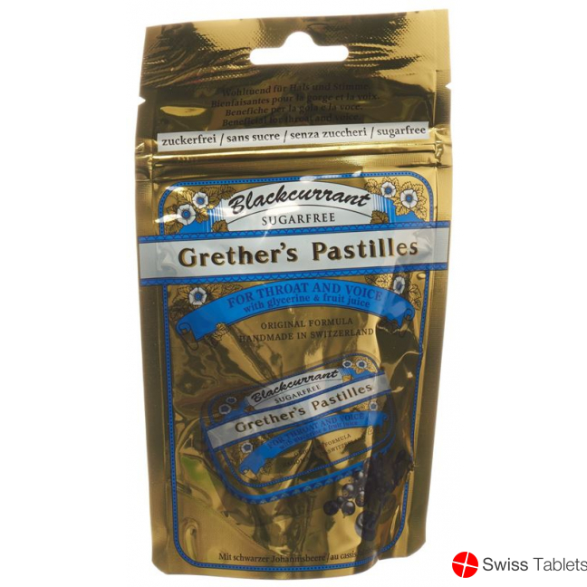 Grether’s Pastilles Blackcurrant Zuckerfrei Nachfüllbeutel 100g buy online