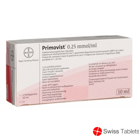 Primovist Injektionslösung 0.25 Mmol/ml Fertigspritze 10ml buy online