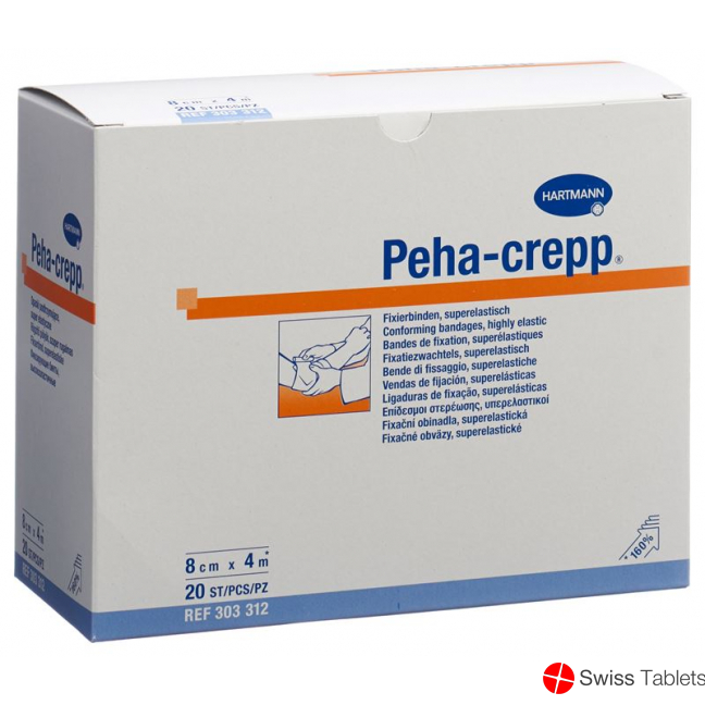 Peha Crepp S Kreppbinde 4mx8cm Weiss 20 Stück buy online