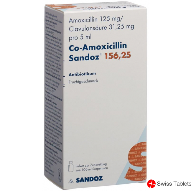Co Amoxicillin Sandoz Pulver 156.25mg Suspension 100ml buy online