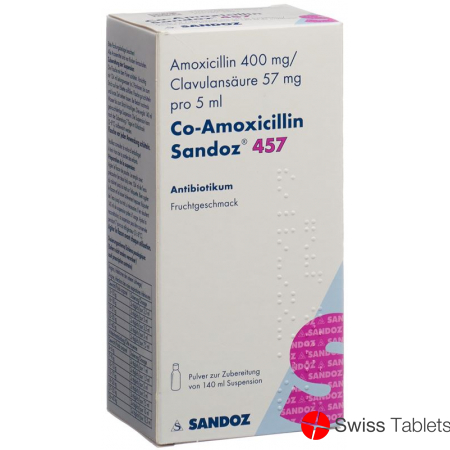 Co Amoxicillin Sandoz Pulver 457mg Suspension 140ml buy online