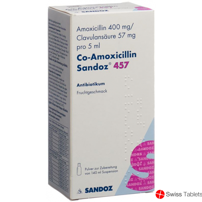 Co Amoxicillin Sandoz Pulver 457mg Suspension 140ml buy online