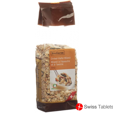 Biofarm Dinkel Hafermüesli Knospe Beutel 500g buy online