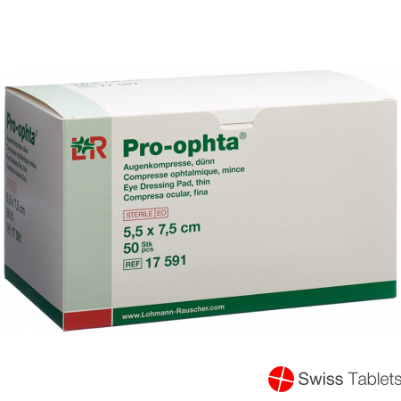 Pro-Ophta Augenkompresse 5.5x7.5cm Dünn Steril 50 Stück buy online