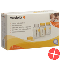 Medela Milchflasche 150ml 3 Stück bedruckt mit Deckel