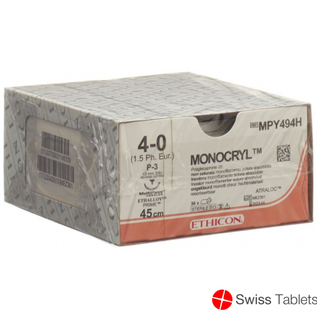 Monocryl 45cm Ungefaerbt 4-0 P-3 Multip 36 Stück buy online