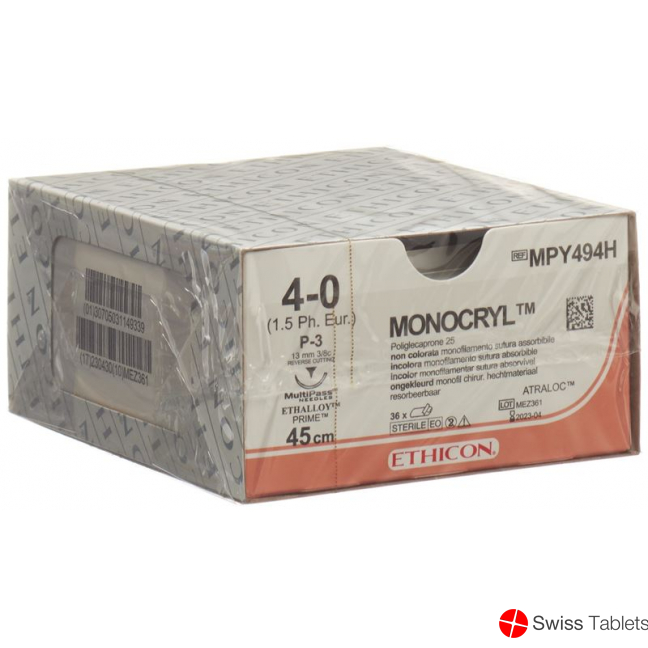 Monocryl 45cm Ungefaerbt 4-0 P-3 Multip 36 Stück buy online