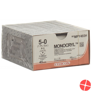 Monocryl 45cm Ungefaerbt 5-0 P-3 Multip 36 Stück