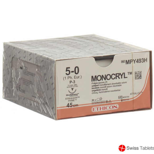 Monocryl 45cm Ungefaerbt 5-0 P-3 Multip 36 Stück buy online