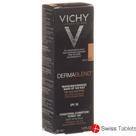 Vichy Dermablend complexion correcting make-up 45 gold 30ml buy online