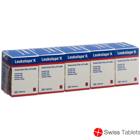 Leukotape K Pflasterbinde 5mx5cm Rot 5 Stück buy online