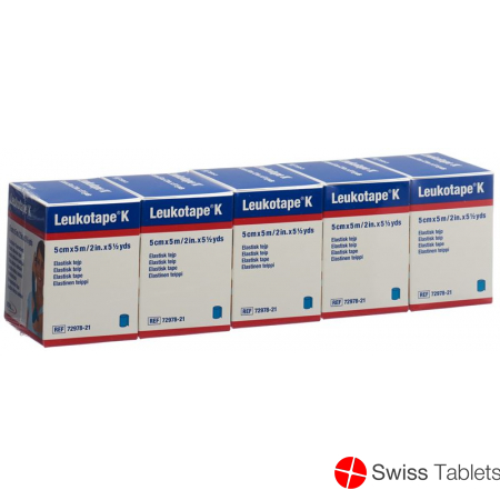 Leukotape K elastischer Klebeverband 5m x 5cm Blau 5 Stück buy online