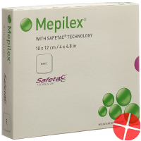 Mepilex Schaumverband Safetac 10x12cm Silik 5 Stück