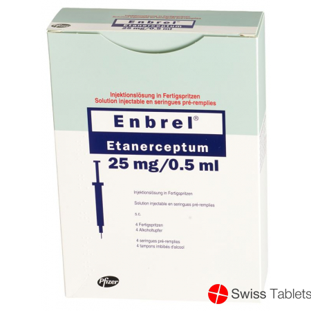 Enbrel Injektionslösung 25mg/0.5ml 4 Fertigspritzen 0.5ml buy online