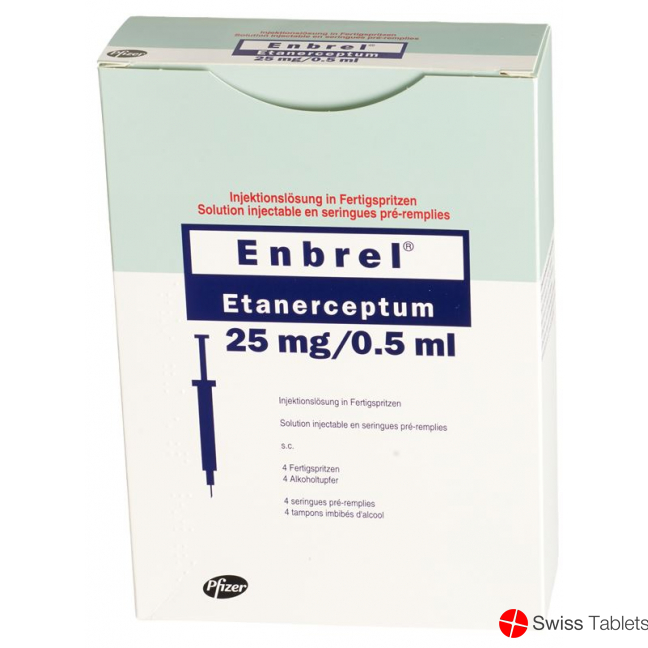Enbrel Injektionslösung 25mg/0.5ml 4 Fertigspritzen 0.5ml buy online